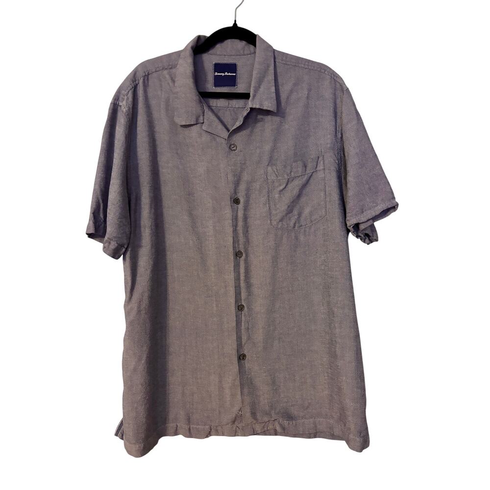 Tommy Bahama Blue 100% Silk Camp Shirt Men's XL